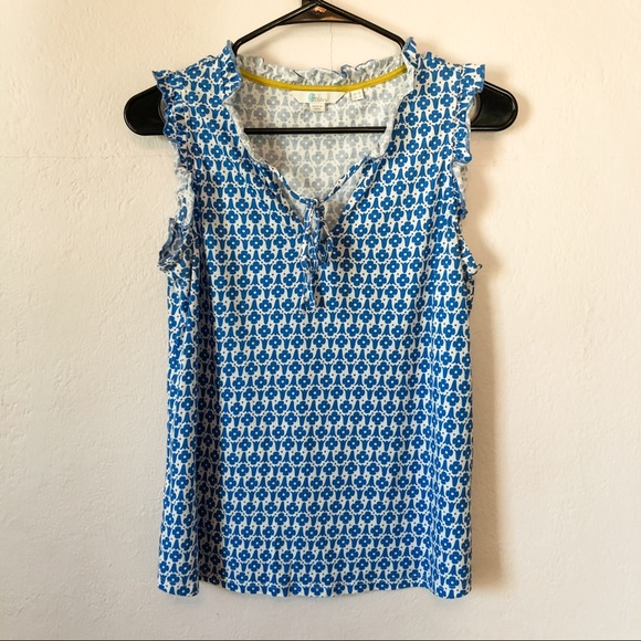 Boden Tops - Boden Lara Blue Dutch Floral Print Top
